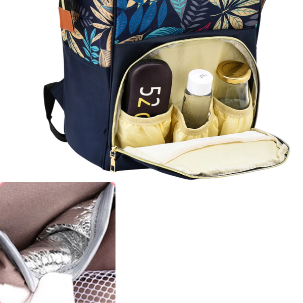 Mochila Maternal Negra Flores